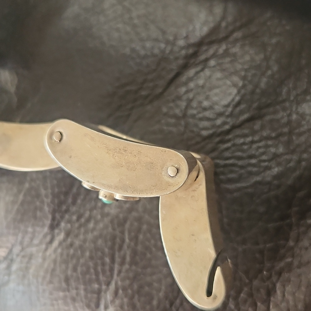 Vintage 1940-1950s Mexican Sterling Silver Turquiose Bracelet Jewelry - Picture 2 of 8